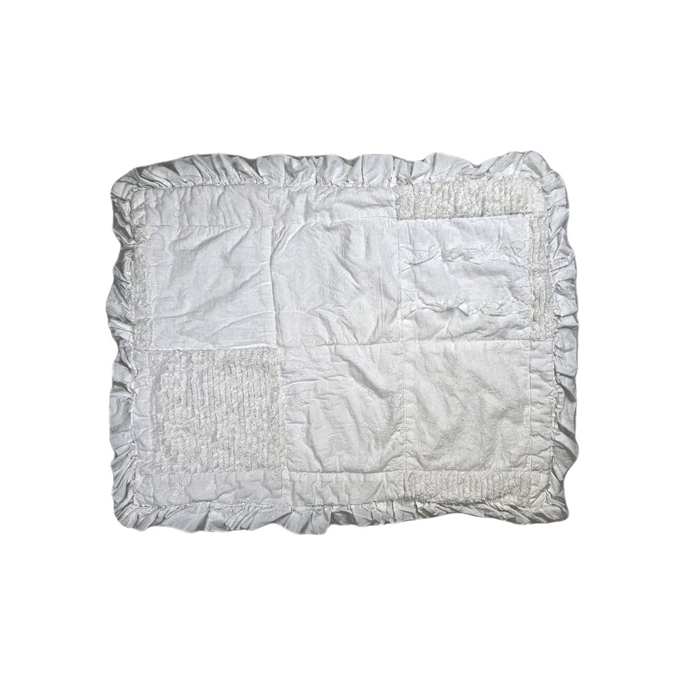 2 Simply Shabby Chic White‎ Pillow Shams Patchwork Quilted Standard Set 2010